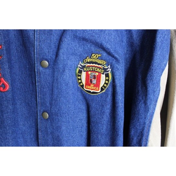 Three Rivers Authentic Denim Jacket 2XL Lost In The 50s Logo Made in USA Vintage - Picture 4 of 10